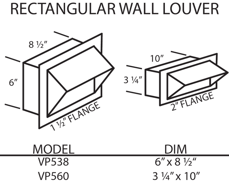 VentAHood VP560 3.25'' x 10'' Rectangle Wall Louver