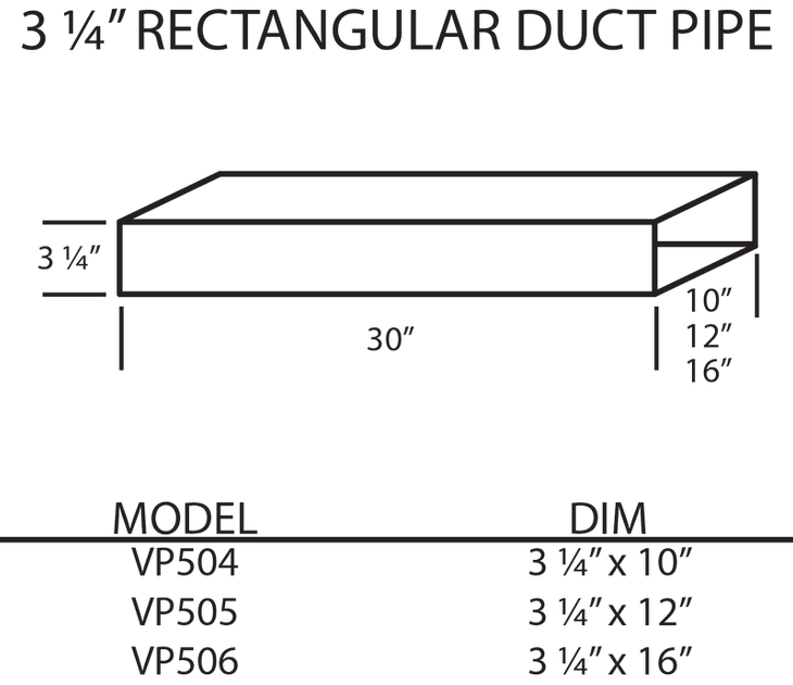 VentAHood VP505 31/4" x 12” Rectangular Duct