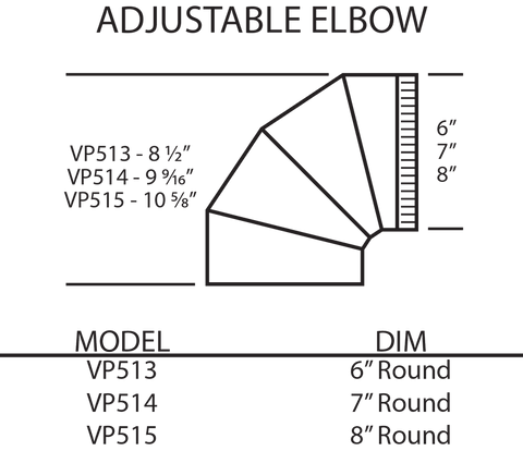 Vent-A-Hood VP514 7'' Round Adjustable Elbow