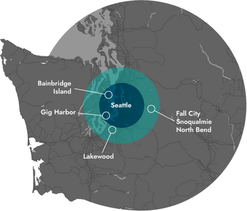 Seattle and Bellevue Appliance Service Map Area