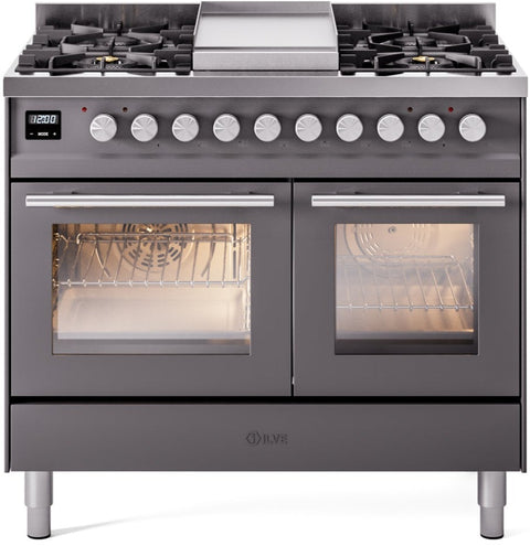 Ilve 40'' Professional Plus II Dual Fuel Natural Gas Range with Griddle