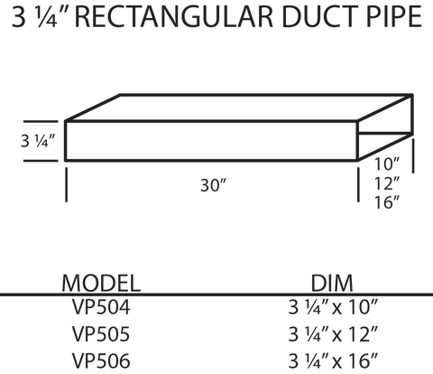 Vent-A-Hood VP505 3-1/4" x 12” Rectangular Duct