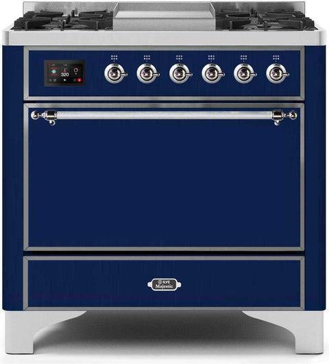 Ilve 36'' Majestic II Dual Fuel Natural Gas Range with Griddle